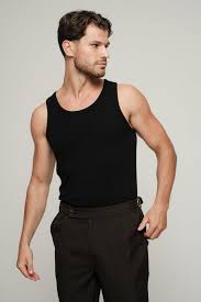 RIBBED COTTON INNERWEAR VEST (BLACK)